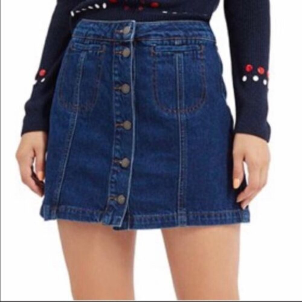 Topshop Moto Denim Mini Skirt